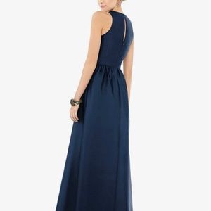 Alfred Sung Key Hole Back Satin Maxi Dress